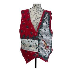Vintage 80s Handmade Festive Red Christmas Vest